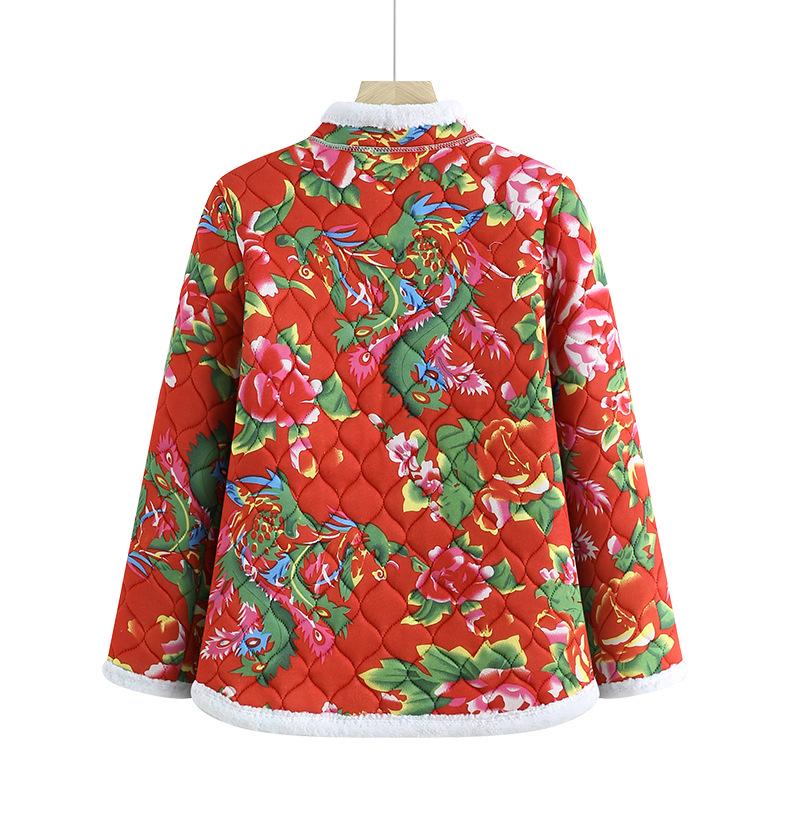 Women's Retro Ethnic Tang Suit Cotton-Padded Jacket with Floral Design & Chinese Frog Buttons - Thick Winter Coat