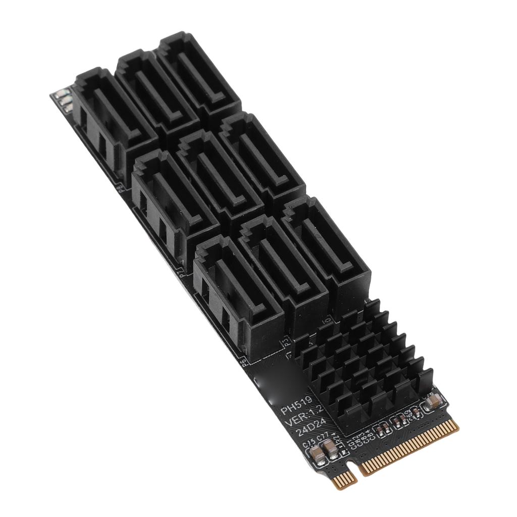  M.2 Nvme M Key PCIE3.0 X2 To 9 Port Serial ATA 3.0 Adapter Hard Drive Extension Card 