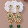 1Pair Arab Earrings Elegant Moroccan Style For Women Gold Plated Multicolor Rhinestones Drop Wedding Jewelry Valentines Gift