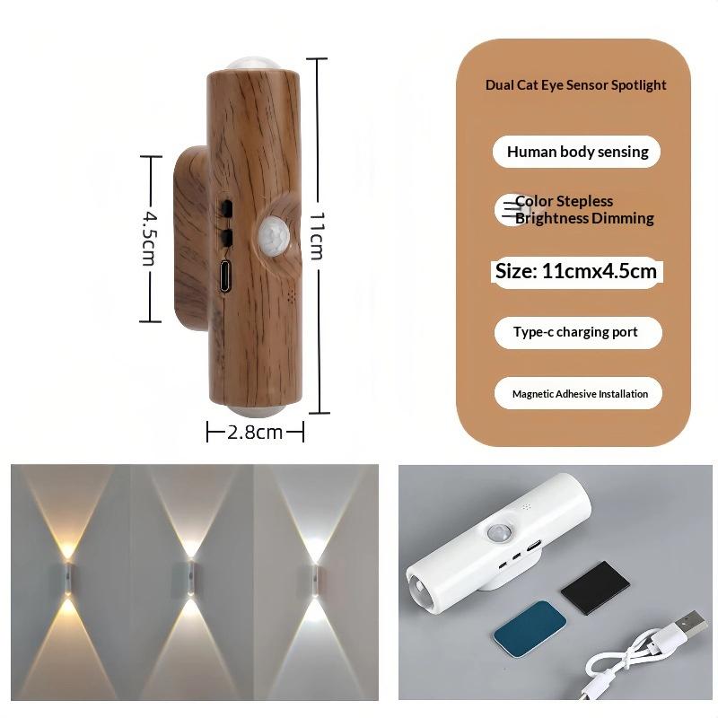 Lampă de perete magnetică reîncărcabilă cu LED, senzor de mișcare, lumină de culoare, lumină de noapte, lumini automate pentru cameră