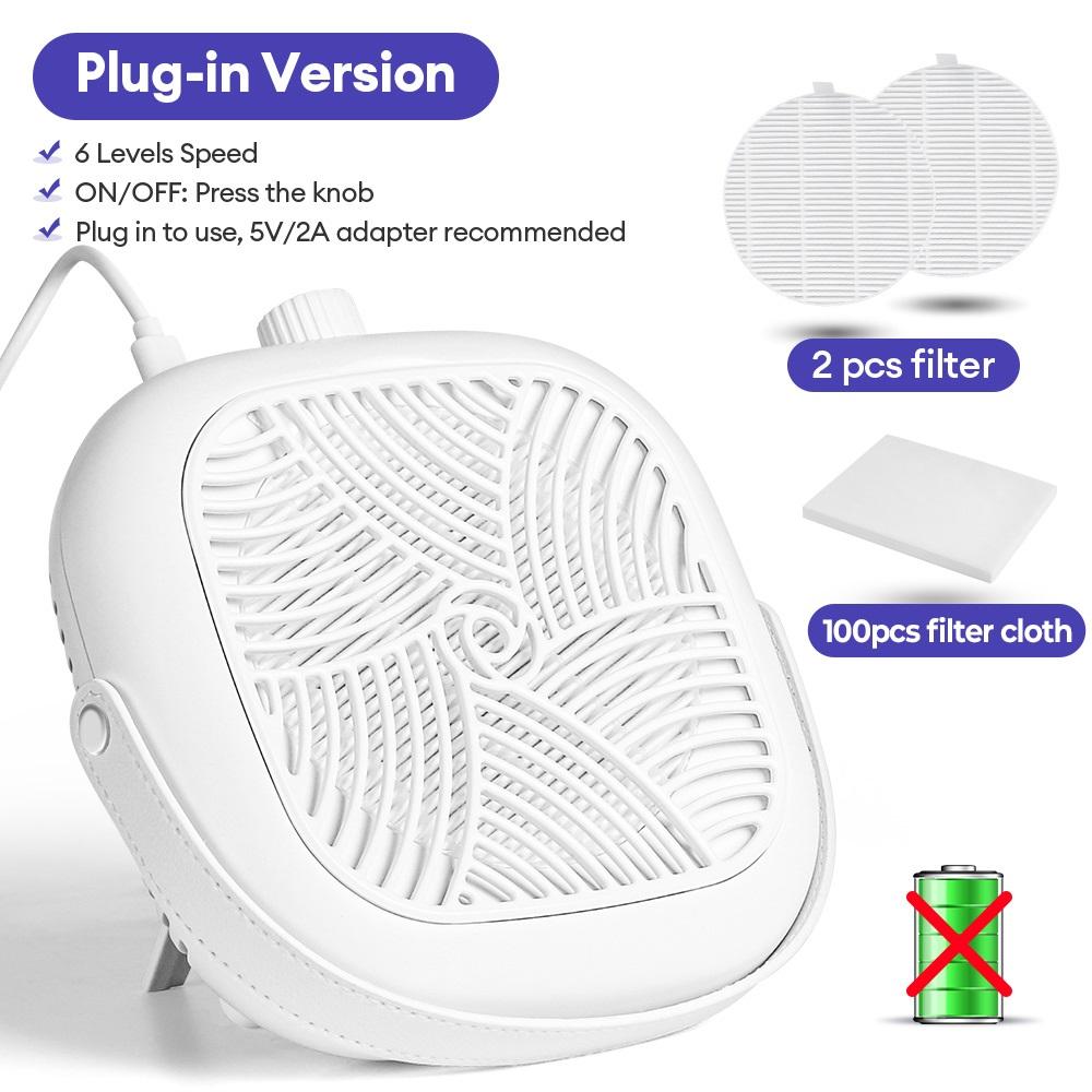 5300PRM Mini Nail Dust Collector Turbine Brushless Powerful Nail Vacuum Cleaner Fan With 100pcs Nail Filter Paper Nail Art Salon