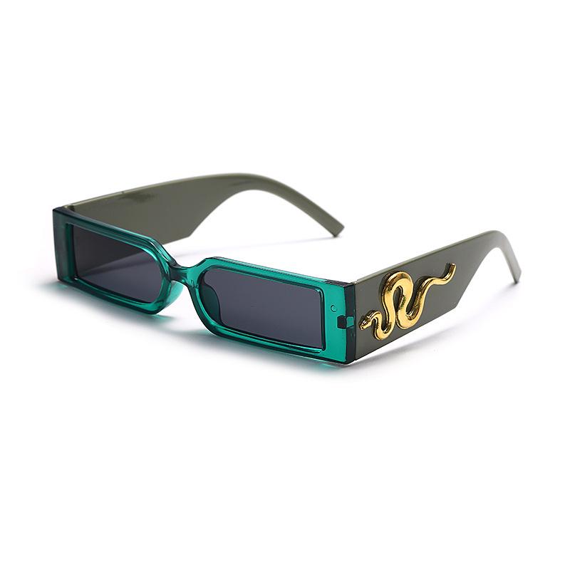 European and American new small frame hip-hop diamond-encrusted snake sunglasses men's and women's retro trend personalized square wide-leg sunglasses