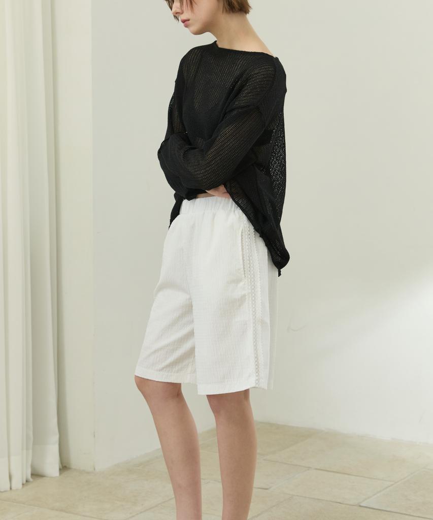 WIOE Lace Check Half Pants_White