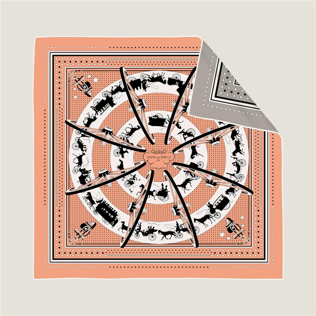 Double Sided Twill Silk Scarf Square Scarves 90cm Women's Summer Hand Rolled Scarves Hair Bandanas Bag Belt Accessories