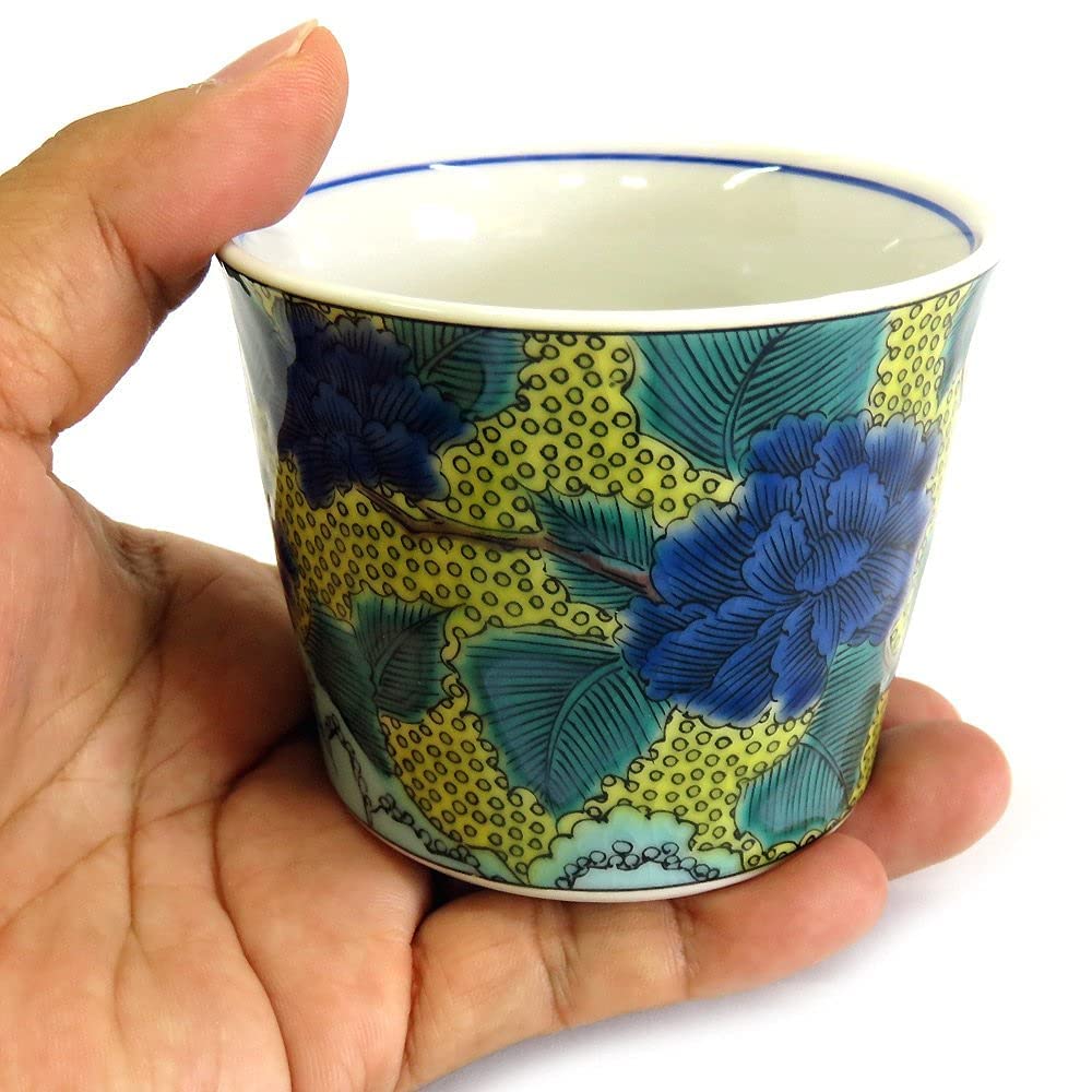 Japanese Storehouse Stylish Soba Choco Kutani Ware Soba Choko Soba with Peonies Pottery Luxury Brand Japanese Tableware Made In Japan