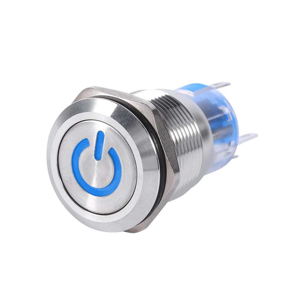 19mm 12V24V Waterproof Stainless Selflocking  Ing Push Button Power   Red LED