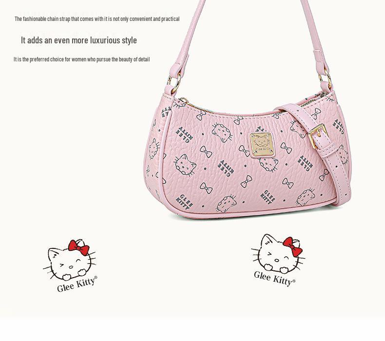 GLEE KITTY 2025 Fashion Dumpling Shoulder Bag - High-End, Simple Print, Commuter Style.