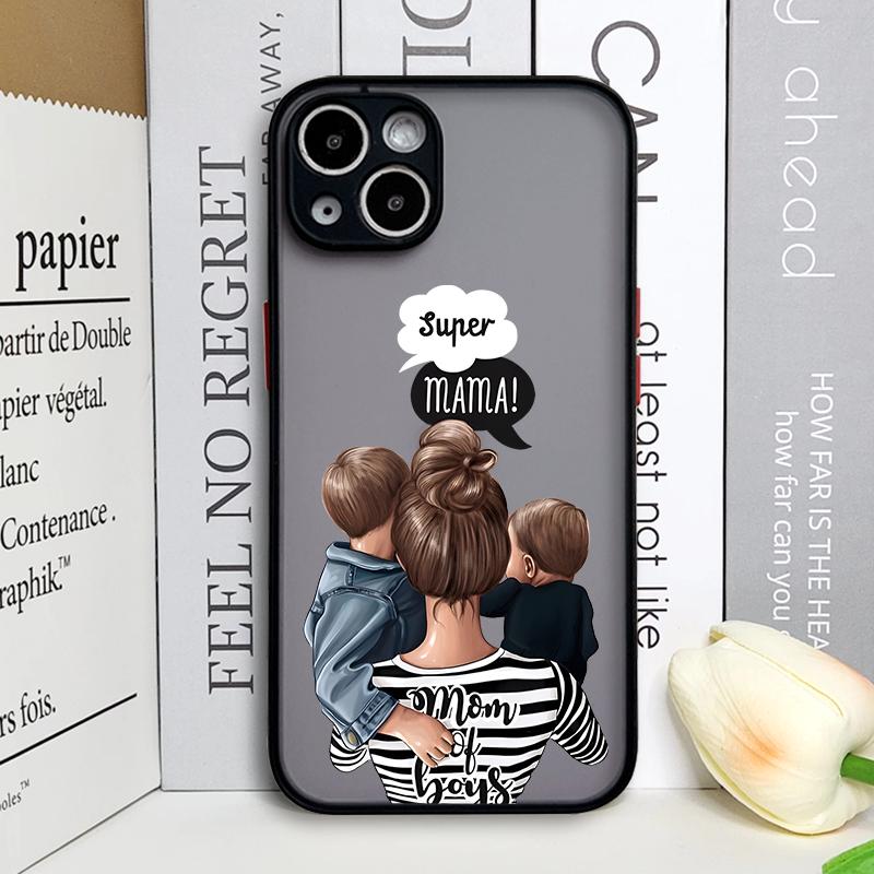 

Fashion Super Mama Mom Dad Phone Case for Samsung Galaxy S25 S24 S23 Ultra S22 Plus S21FE Baby Boy Girl Hard Frosted Cover Shell Samsung S22 Plus
