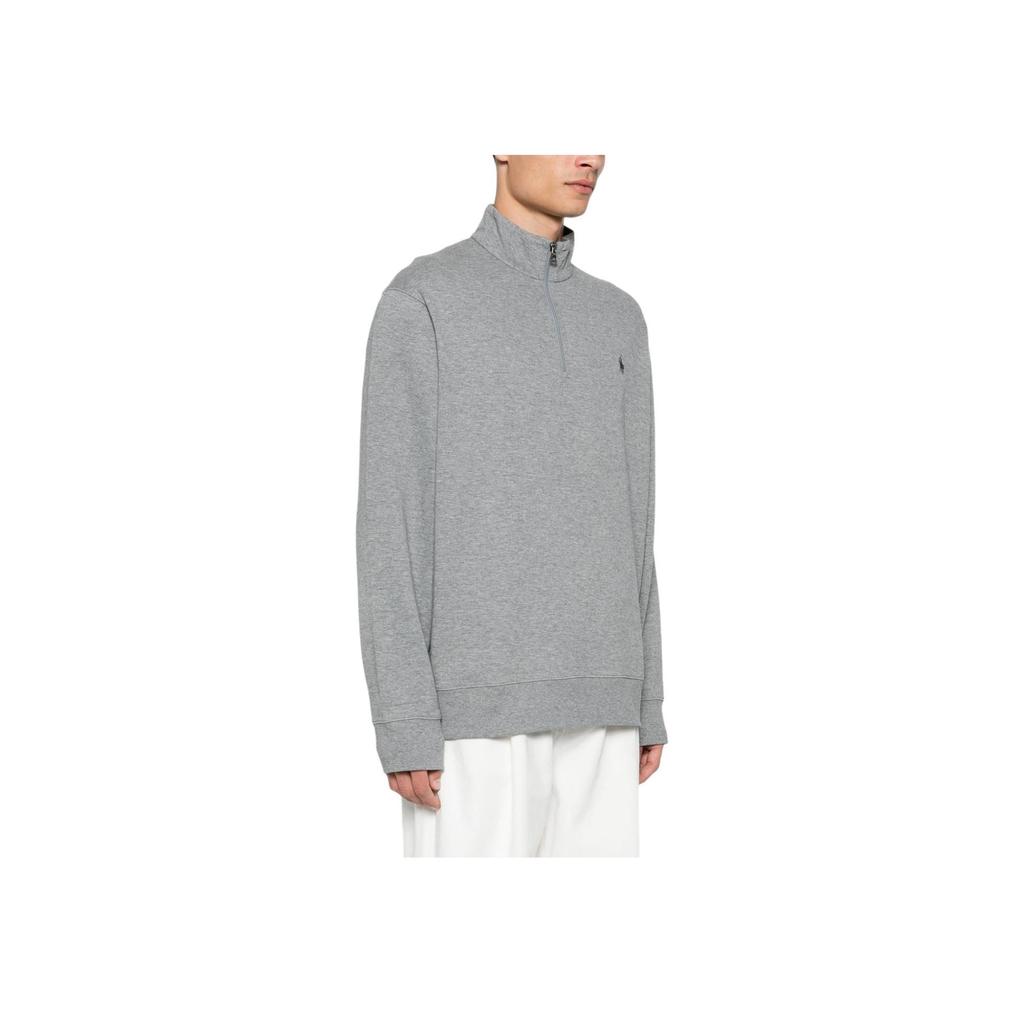 Polo Ralph Lauren Solid Color Pony Embroidered Stand Collar Loose Long Sleeve Sweatshirt Men Sweatshirt Gray 710812963-051