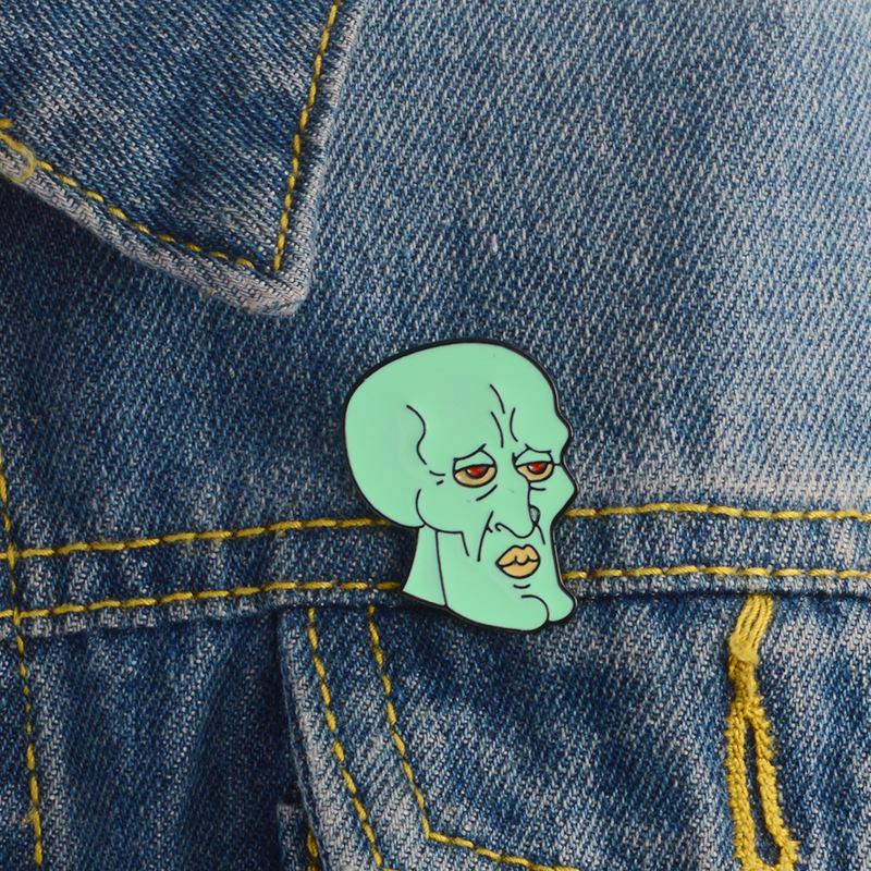 Creative SpongeBob Squidward Jacket Badge