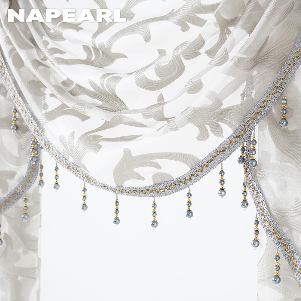 1PZ NAPEARL Nastro Pieghettato a Tirare Colorato Tenda in Tulle Stile Semplice Spessa Trasparente Tenda da Finestra Per Soggiorno Cucina Decorazione Casa