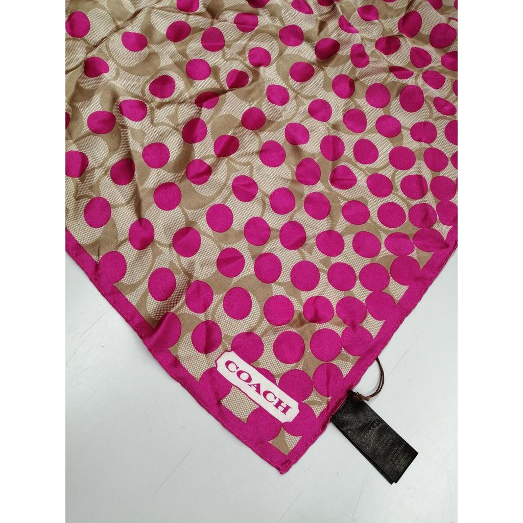 Used COACH Pink Tagged F83662 Silk Scarf