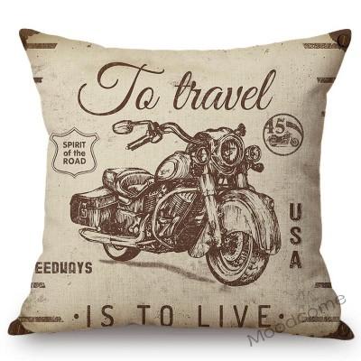 Vintage American Style Muscle Motorcycle Club Art Throw Pillow Case Retro Classic Motorbike Poster Art Linen Cushion Cover Case