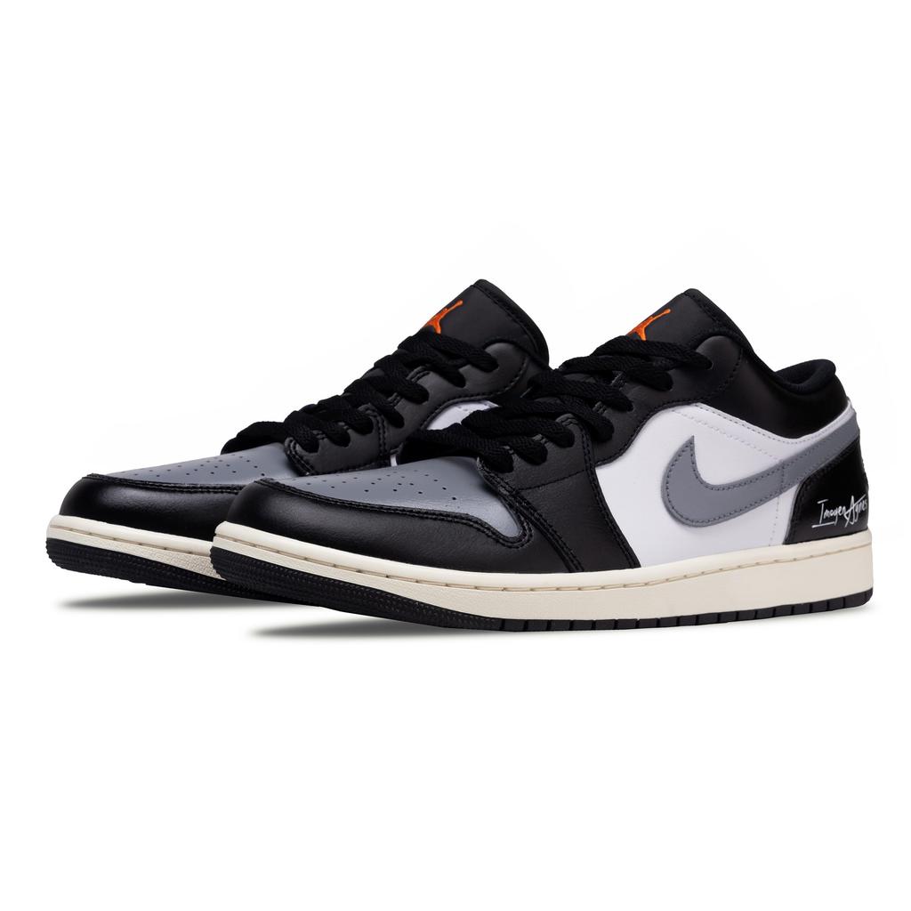 Jordan Air Jordan 1 With Mist Shadow Abrasion Resistant Low top Vintage Basketball Shoes Unisex Black Gray 553558-081(Team73-)