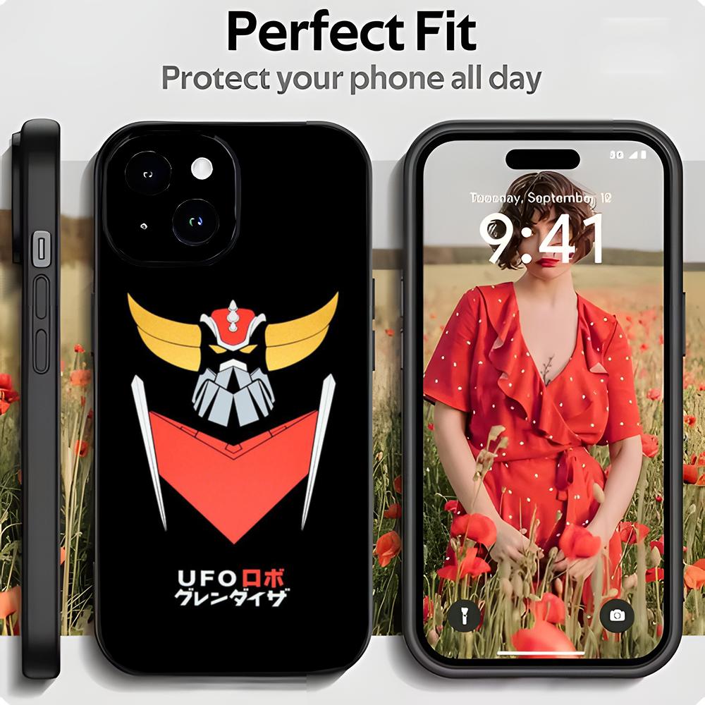 Anime U-UFO R-Robot G-Goldorak Phone Case Black Matte Thin Phone Case For iPhone17 16 15 14 13 ProMax