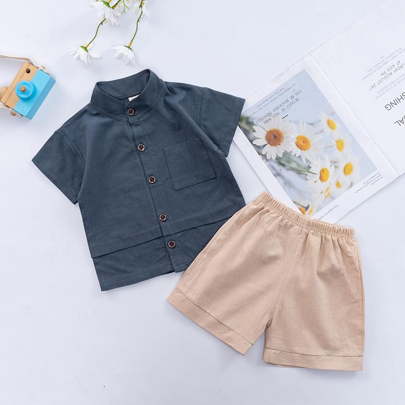 Sommer Baby Gutter Solid T-skjorte Topper+Shorts Antrekk Klessett