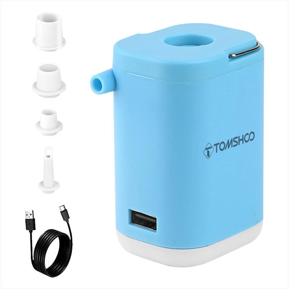 Mini Elektrisk Luftpump för Uppblåsbara Saker 4-i-1 Bärbar Campingluftpump med Lampa Inbyggd Powerbank Snabb Uppblåsning Tömning