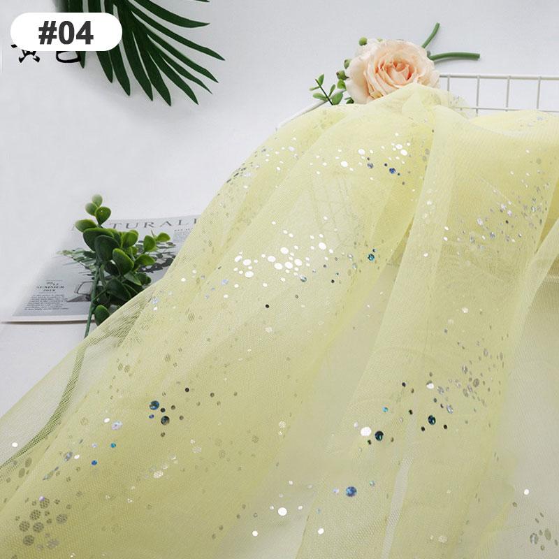1.6x1M Soft Glitter Galaxy Silver Dot Sequins Tulle Fabric for Dress Shirts Decor Sewing Material Red Blue White Pink Black