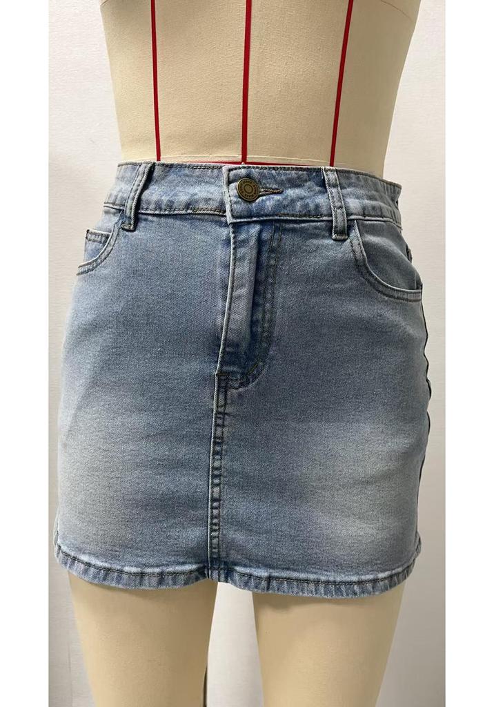 Slanke Casual Elastische Dames Denim Minirok - Gewassen Nieuwe Stijl 2026