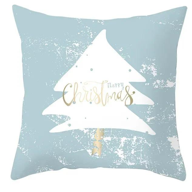 Winter Blue Christmas Pillowcase Home Snowflake Snowman Tree Pillowcase Home Decoration Cushion Cover