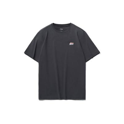 Li Ning Sportmode Serie Lässiges Kurzarm-T-Shirt Herren Tops Schwarz-Kiefer-Grau AHSR635-4