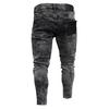 Men Fashion Skinny Jeans Snowflake Casual Slim Zipper Feet Pants Men XS-3XL