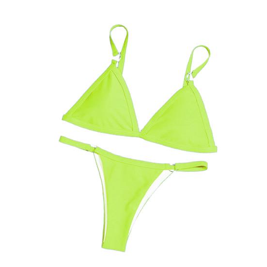 Sexy Women Summer Bikini Set Swimmer Solid Color Push Up Bra Briefs G-string