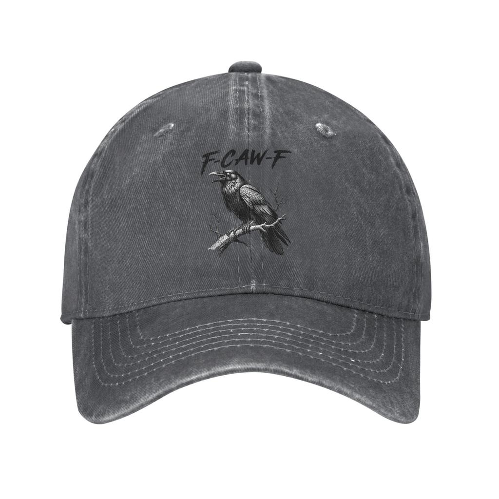 Vintage F-Caw-F Crow Funny Meme Baseball Cap Men Women Distressed Denim Headwear Dark Humor Black Bird Outdoor Workouts Gift Hat