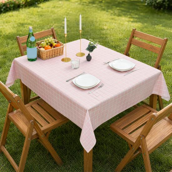 Rectangular Tablecloth, Plastic Plaid Tablecloth, Waterproof Stain-Resistant Table Cover for Dining Table Outdoor Picnic Camping