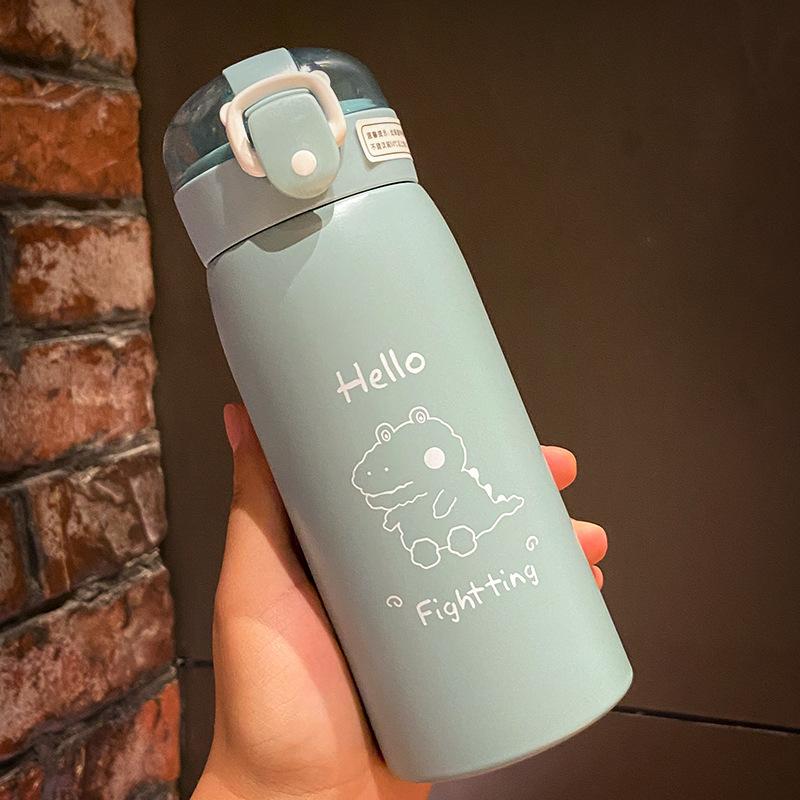 350/500ml 304 Stainless Steel Thermos Portable Children's Straw Cup Children's Student Drop-proof Water Bottle