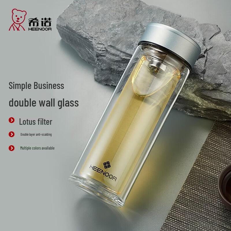 Heenoor Double-Layer Insulated Glass Tea Cup