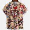 Summer Men's Dragon Pattern Element Shirt Social Casual Vintage Hawaiian Shirt  New Oversize Short Sleeve Street Clothing