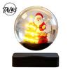 Lighted Christmas Display Centerpiece Magnetic Levitating Santa Claus Tree Ornament with LED Light, Rotating Floating Sleigh for Holiday Parties Glass