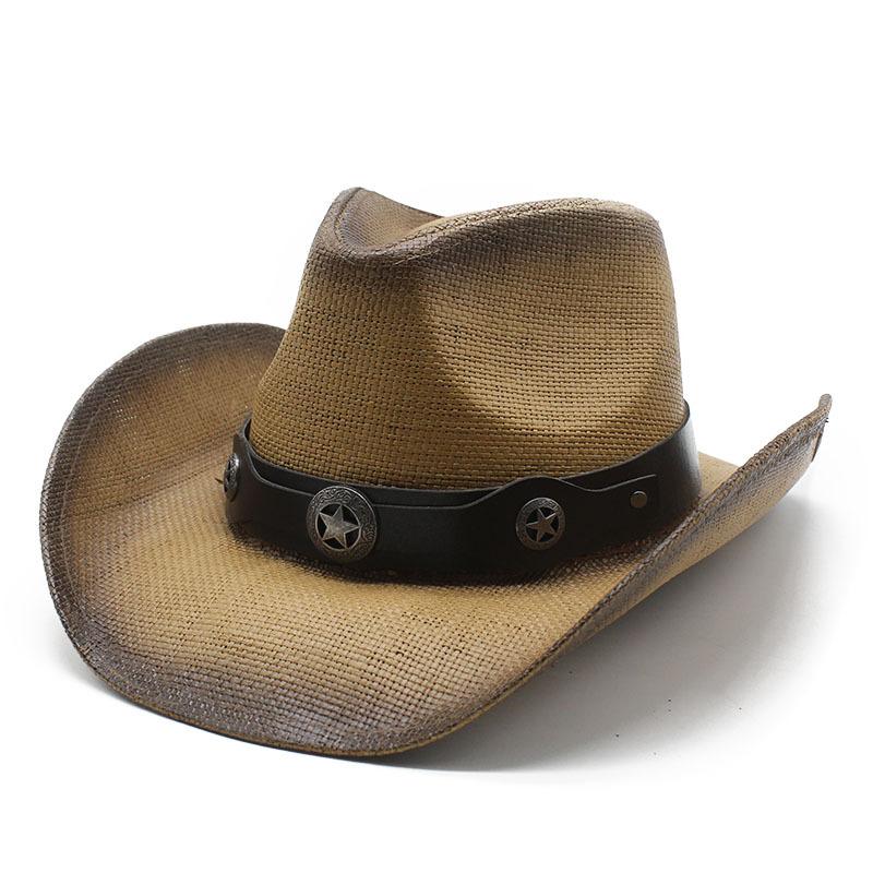 Hand-Painted Straw Hat, Characteristic Ethnic Style, Western Cowboy Straw Hat, Black And White Two-Color Woven Beach Hat