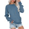 Ladies' Casual And Fashionable Pocket Solid Color Round Neck Long Sleeved Sweatshirt