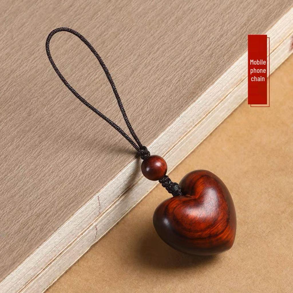 Rosewood Heart Keychain & Phone Charm for Men and Women