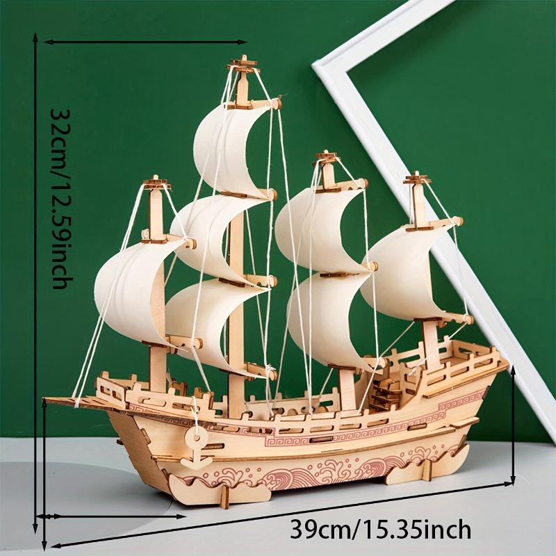 Handcrafted 3D Wooden Ship Puzzle - Educational Art & Craft Kit, Ideal Gift for Friends and Family, Perfect for Room Decor