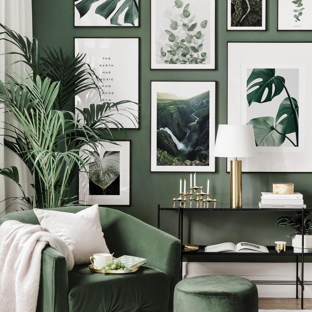 Green Leaf Plant Canvas Painting Botanical Nordic Wall Art Poster and Print Scandinavian Decoration Picture Artwork Home Decor No Frame