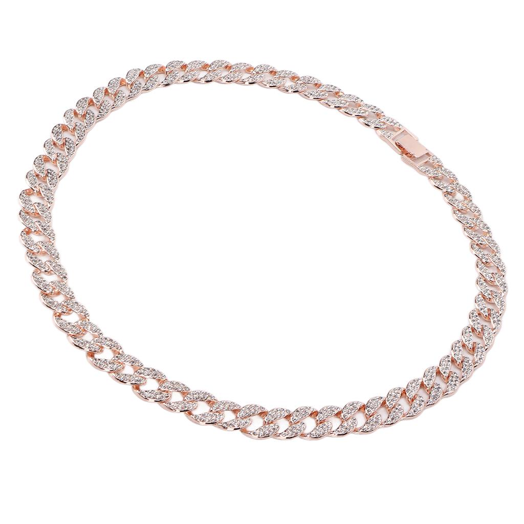 Chain Necklace Rhinestones Alloy Hip Hop Style 24in Jewelry Clothes Decorative Accessories