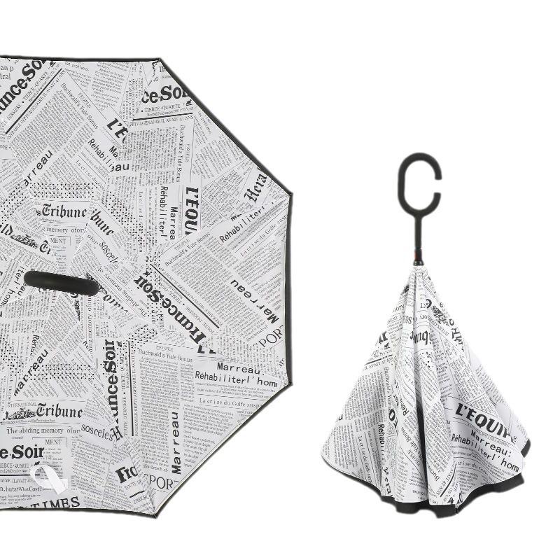 Double-Layer C-Shaped Reverse Umbrella, Extra-Large, Long-Handled for Two People, Custom Logo, For All Weather, Car-Mounted, Advertising Umbrella