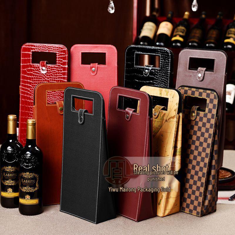 Borsa regalo in pelle per bottiglie di vino singole o doppie