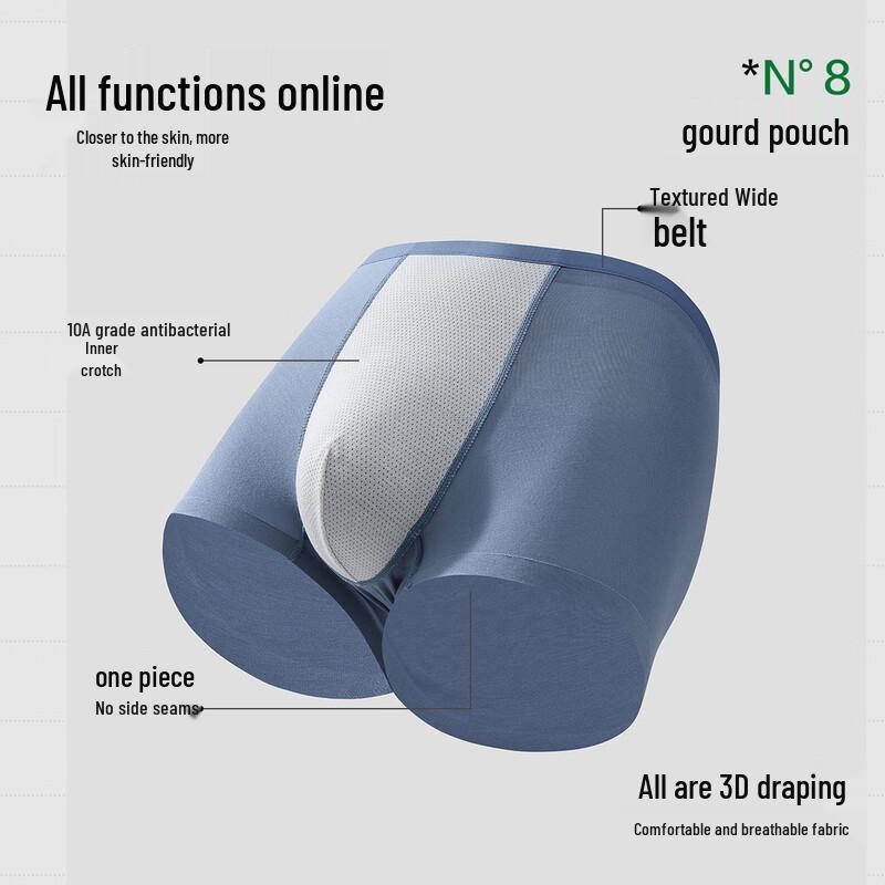 YOUKESHU Men's Antibacterial Seamless Modal Boxer Briefs