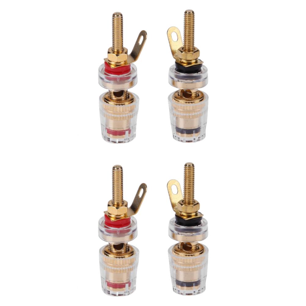 4-2PCS 4mm Brass Socket Gold Plated Binding Post Jack Connector Clear Speaker Adapter Socket Brass Terminal Nut for Banana Plugs