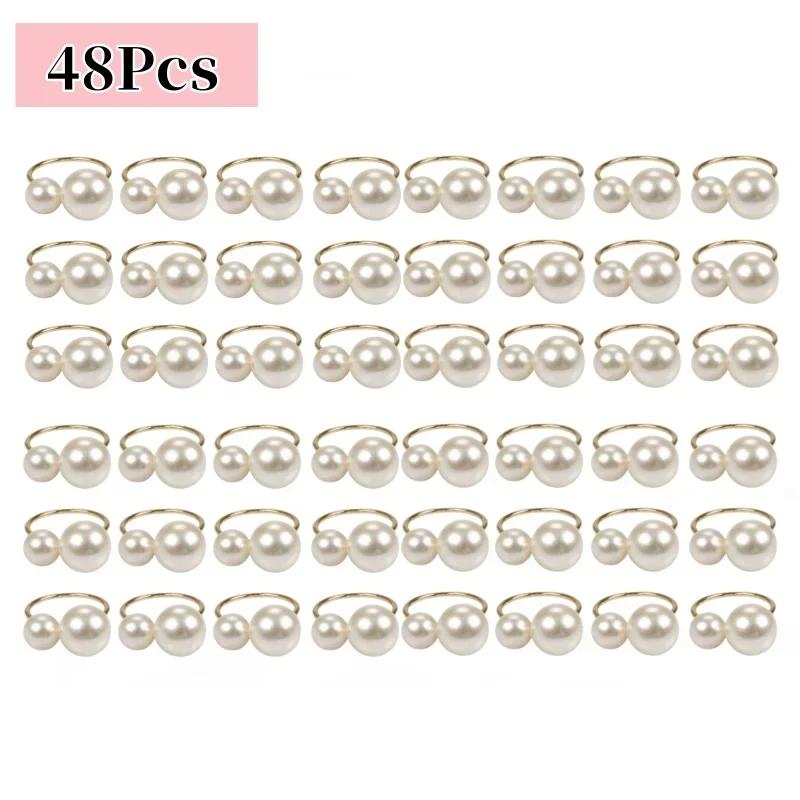 96Pcs Small Large Pearl Napkin Ring Frame, Metal Napkin Ring, Wedding Party, Holiday Banquet, Christmas Dinner, Decorative Gifts