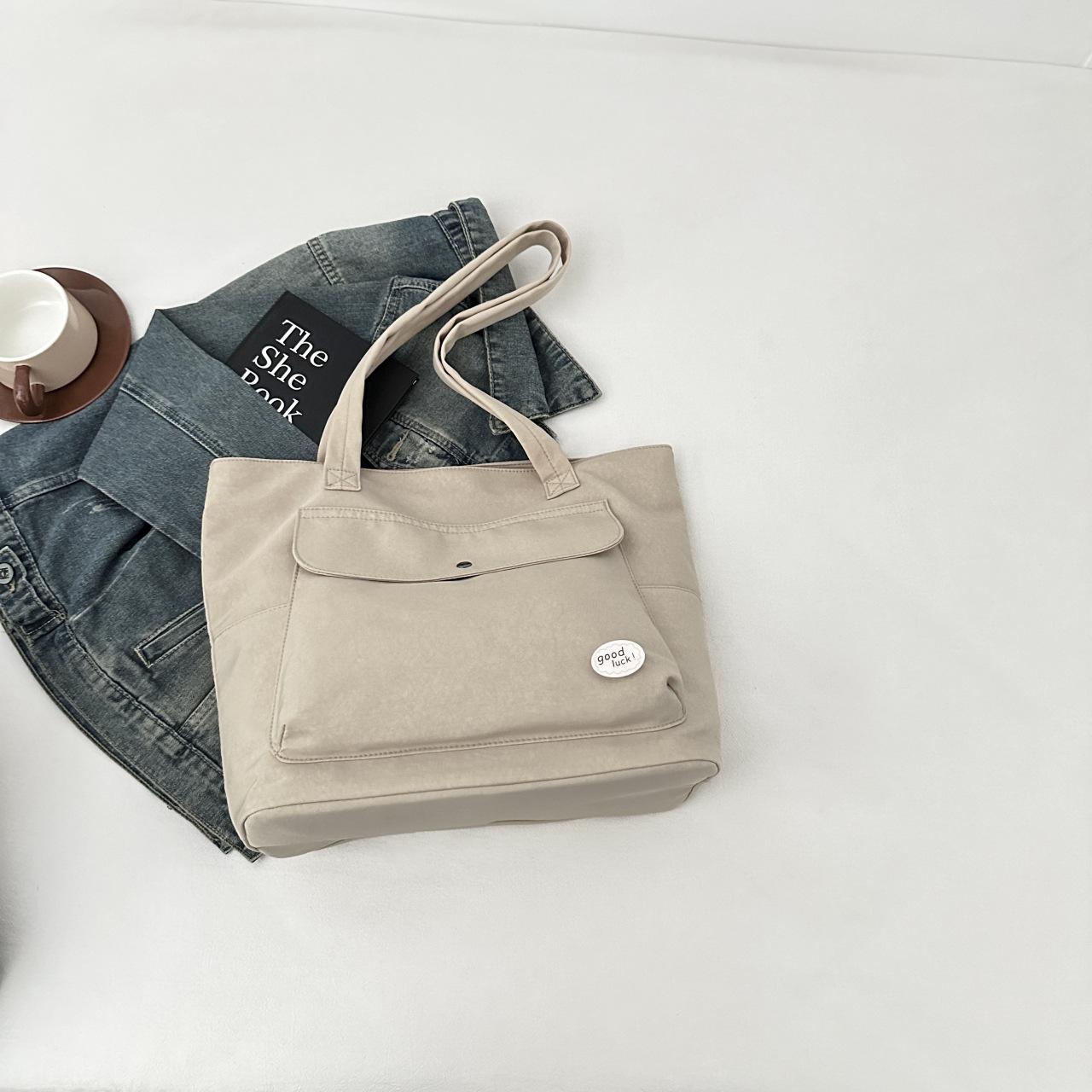 

Женская сумка-тоут большой вместимости, студенческая сумка через плечо из нейлоновой ткани, повседневная сумка хаки