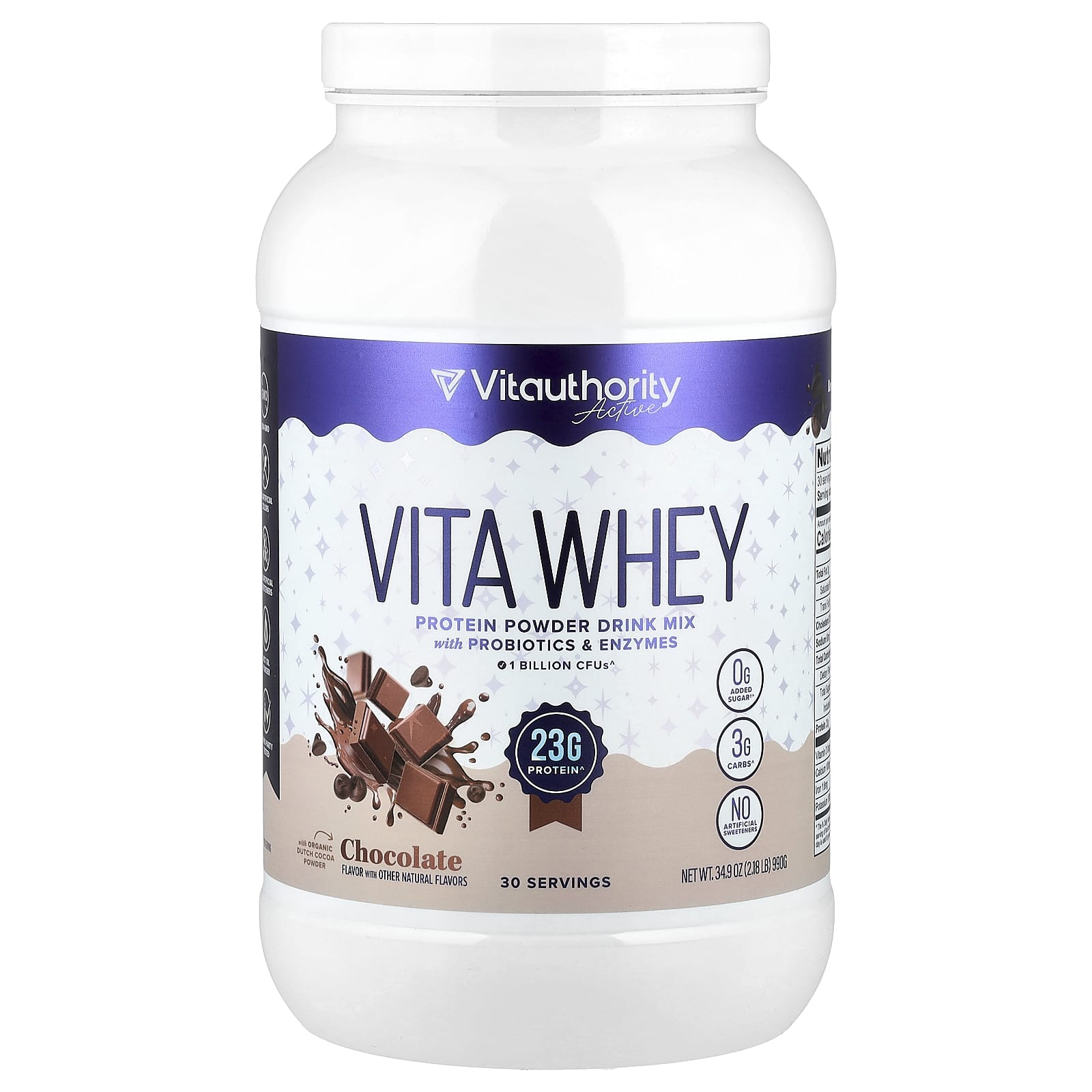 

Active, Vita Whey Protein Powder, Chocolate, 990G (2.18Lb)