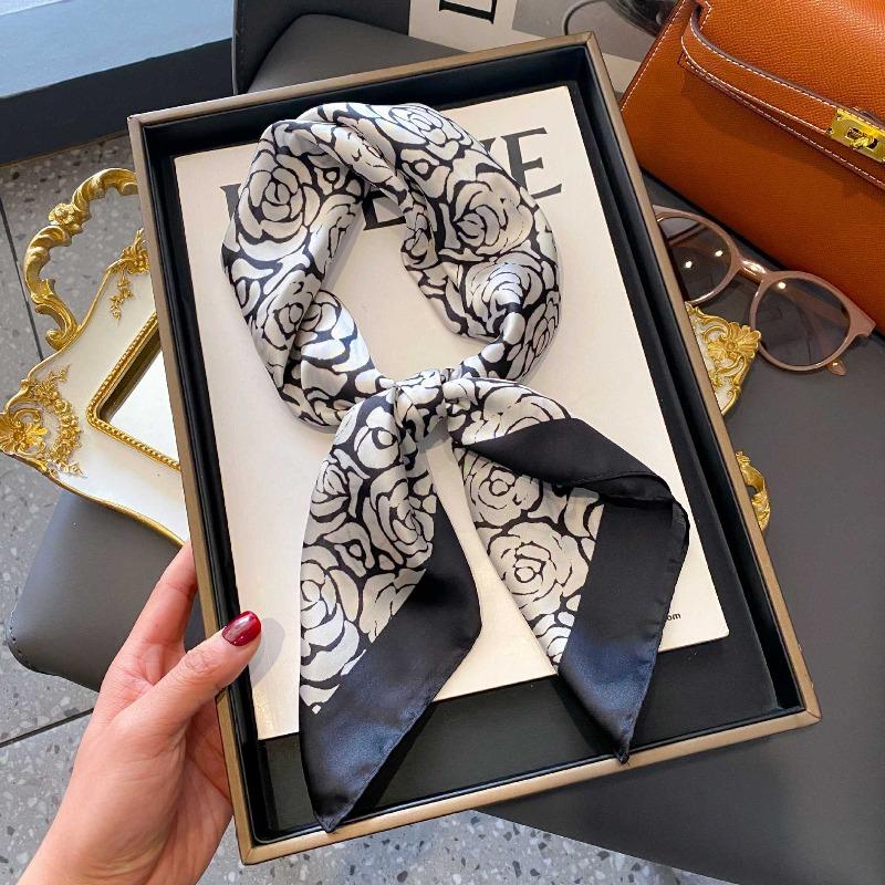 New Blue Silk Scarf Premium Women's Neck Scarf Spring and Autumn Retro Scarf Strap Bag