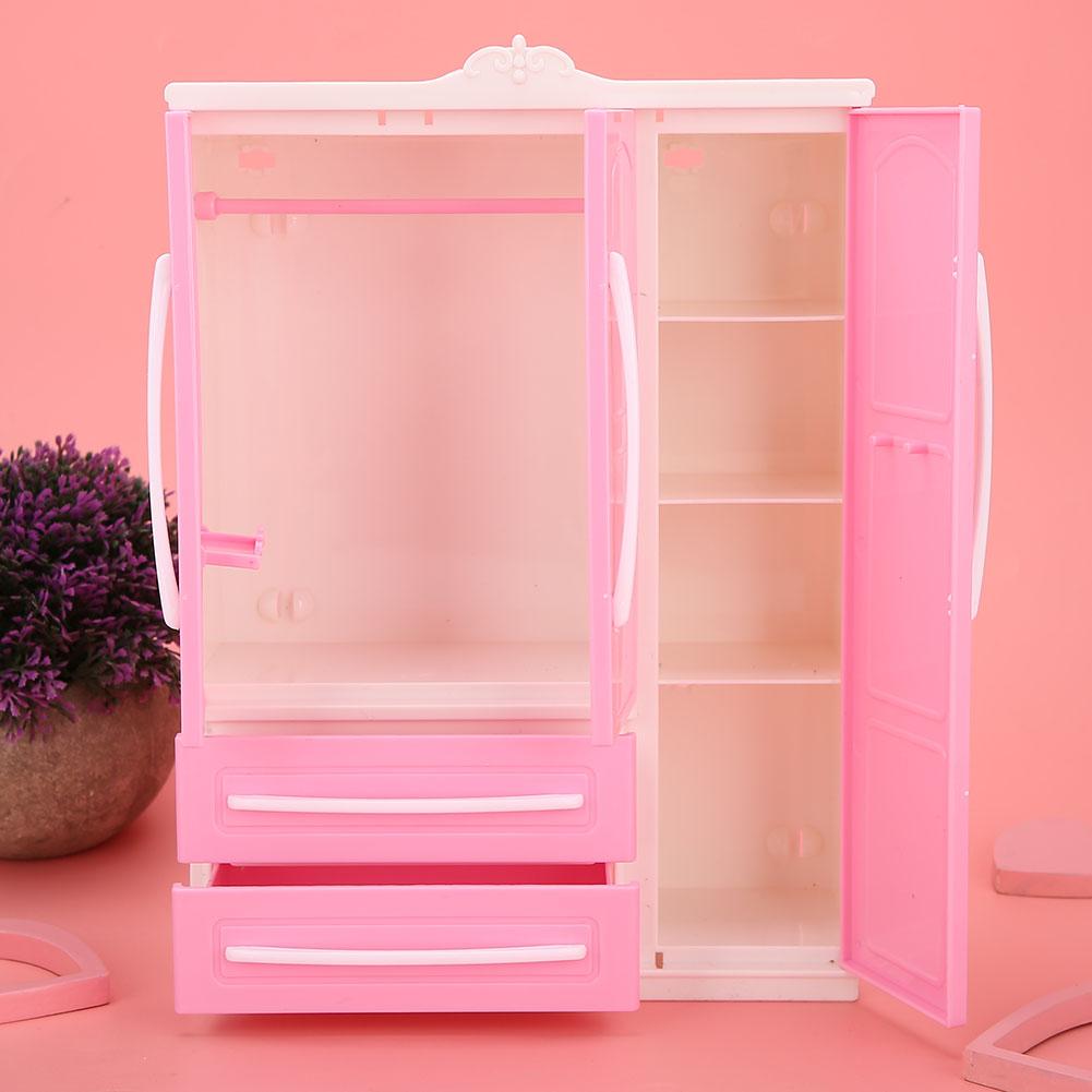 3-Door Dollhouse Wardrobe Dolls Furniture Accessories for Dolls Girls Toys Gift
