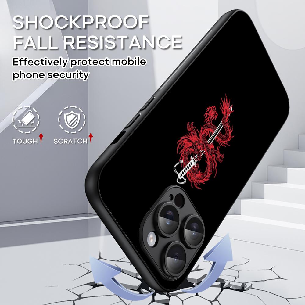 Fantasma cool japanische Samurai-Malerei Handyhülle Für iPhone 17 16 15 14 13 12 Plus Pro Max High-End Luxus Magsafe Schaffell