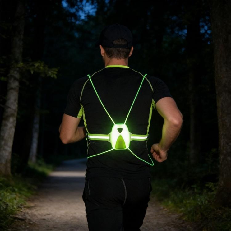 Practical Night Running Vest with Adjustable Front Light and Multiple Color Rechargeable Light Suitable for Safety